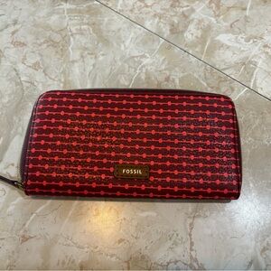 Fossil Red and Black Clutch